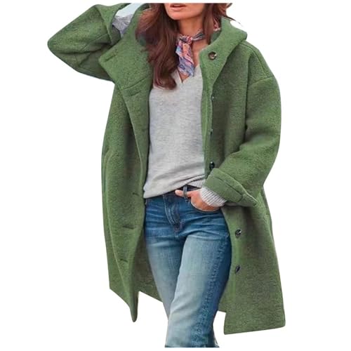 Godoboo Damen Mantel Lang Wollmantel Warme Schlanke Knöpfe Warm Übergangsmantel Wintermantel Herbst Winter Jacke Parka Outwear von Godoboo
