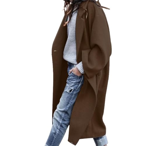 Godoboo Damen Mantel Lang Wollmantel Warme Schlanke Knöpfe Warm Übergangsmantel Wintermantel Herbst Winter Jacke Parka Outwear von Godoboo