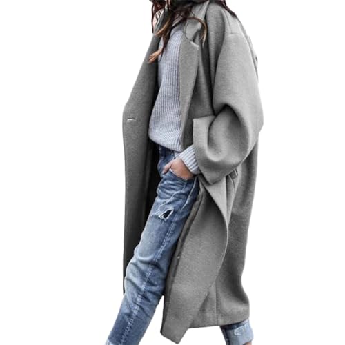 Godoboo Damen Mantel Lang Wollmantel Warme Schlanke Knöpfe Warm Übergangsmantel Wintermantel Herbst Winter Jacke Parka Outwear von Godoboo