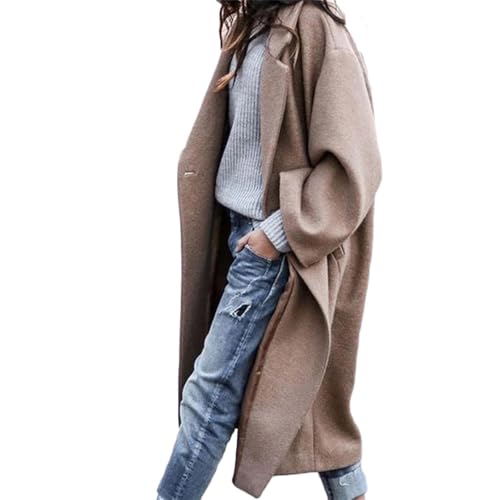 Godoboo Damen Mantel Lang Wollmantel Warme Schlanke Knöpfe Warm Übergangsmantel Wintermantel Herbst Winter Jacke Parka Outwear von Godoboo
