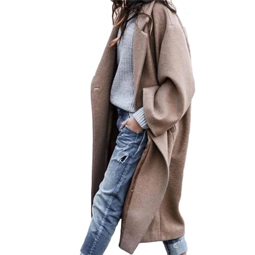 Godoboo Damen Mantel Lang Wollmantel Warme Schlanke Knöpfe Mantel Warm Übergangsmantel Wintermantel Herbst Winter Jacke Parka Outwear Mantel von Godoboo