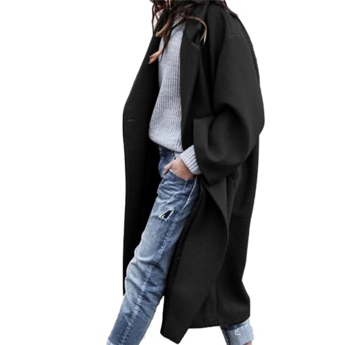 Godoboo Damen Mantel Lang Wollmantel Warme Schlanke Knöpfe Mantel Warm Übergangsmantel Wintermantel Herbst Winter Jacke Parka Outwear Mantel von Godoboo