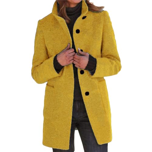Godoboo Damen Mantel Lang Wollmantel Warme Schlanke Knöpfe Warm Übergangsmantel Wintermantel Herbst Winter Jacke Parka Outwear von Godoboo