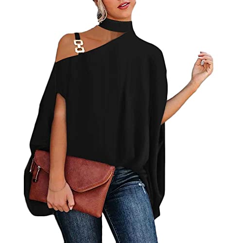 Godoboo Damen Off Shoulder Bluse Schulterfrei Tops Casual Mode Langarm Lose Shirt Elegant Langarmshirt Herbst Tops von Godoboo