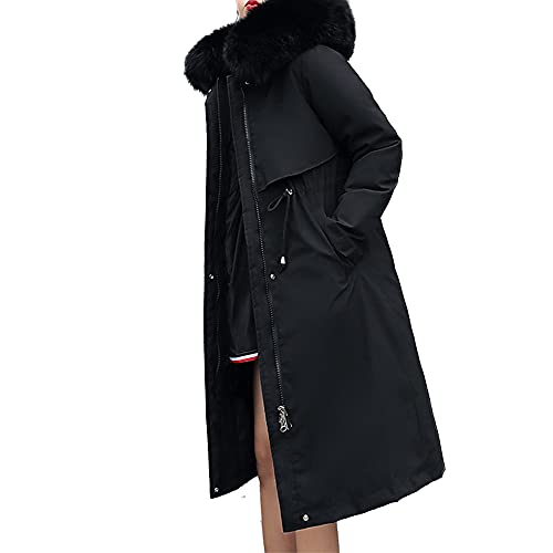 Godoboo Damen Regenmantel Gefüttert Wasserdicht Warme Outdoor Lang Regenjacke Wattierte Lang Regenjacke Atmungsaktiv Parka Coat Regenjacke Outdoor Jacken mit Kapuze Regenmantel Winddicht Coat Jacke von Godoboo