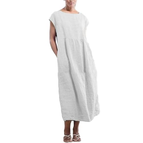 Godoboo Damen Sommerkleid Damen Kleider Sommer Ärmellos Strandkleider Casual Freizeitkleid Mit Taschen von Godoboo