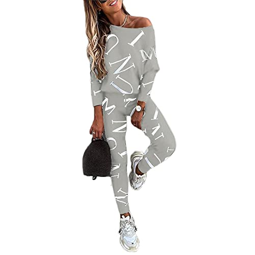 Godoboo Damen Sportanzug Set Jogginganzug Damen Freizeitanzug Frauen Trainingsanzug Set 2 Teiliges Langarm Hosenanzug Loose von Godoboo