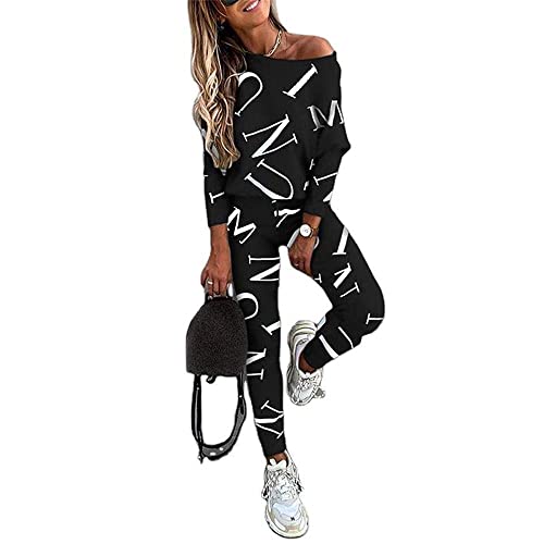 Godoboo Damen Sportanzug Set Jogginganzug Damen Freizeitanzug Frauen Trainingsanzug Set 2 Teiliges Langarm Hosenanzug Loose von Godoboo