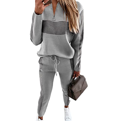 Godoboo Damen Sportanzug Set Jogginganzug Damen Freizeitanzug Frauen Trainingsanzug Set 2 Teiliges Langarm Hosenanzug Loose von Godoboo