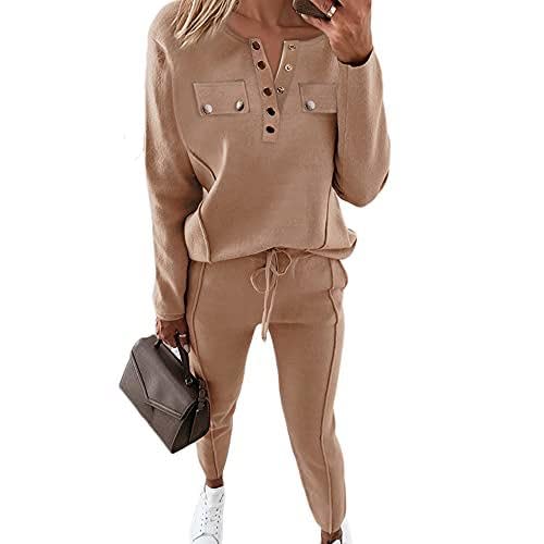 Godoboo Damen Sportanzug Set Jogginganzug Damen Freizeitanzug Frauen Trainingsanzug Set 2 Teiliges Langarm Hosenanzug Loose von Godoboo