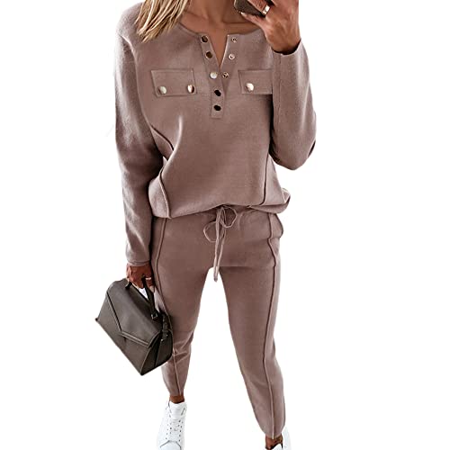 Godoboo Damen Sportanzug Set Jogginganzug Damen Freizeitanzug Frauen Trainingsanzug Set 2 Teiliges Langarm Hosenanzug Loose von Godoboo