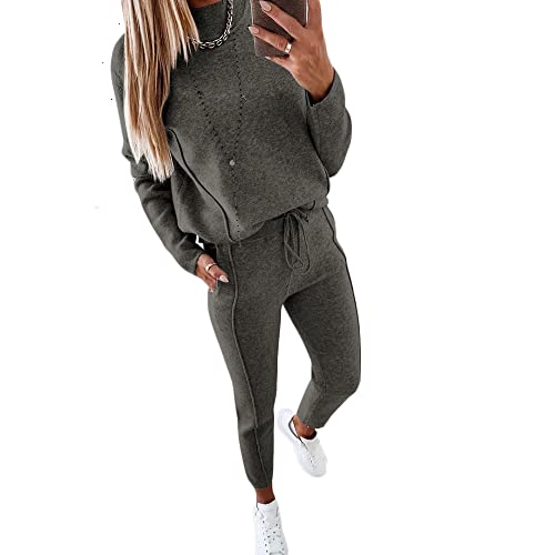 Godoboo Damen Sportanzug Set Jogginganzug Damen Freizeitanzug Frauen Trainingsanzug Set 2 Teiliges Langarm Hosenanzug Loose von Godoboo