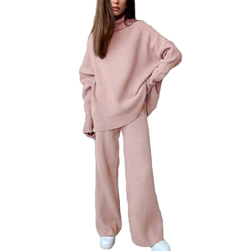 Godoboo Damen Strickanzug Set Casual Freizeitanzug Winter Langarm Strickpullover Und Lange Jogginghose Set 2 Teiler Herbst Freizeitanzug Sportanzug Loungewear von Godoboo