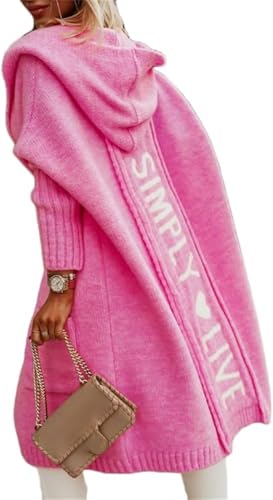 Godoboo Damen Strickjacke Lang Cardigan Kapuzenpullover Grobstrickjacke Strickmantel mit Kapuze Cardigan Strickpullover Herbst Winter Jacke Sweater Outerwear von Godoboo