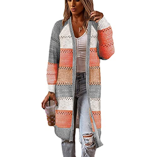 Godoboo Damen Strickjacke Lang Langarm Pullover Cardigan Herbst Winter strickcardigan Outwear Langstrickjacke Übergroß Lose Outwear WarmCasual Strickpullover von Godoboo