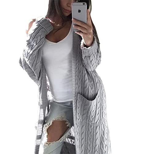 Godoboo Damen Strickjacke Lang Langarm Pullover Cardigan Herbst Winter strickcardigan Outwear Langstrickjacke Übergroß Lose Outwear WarmCasual Strickpullover von Godoboo