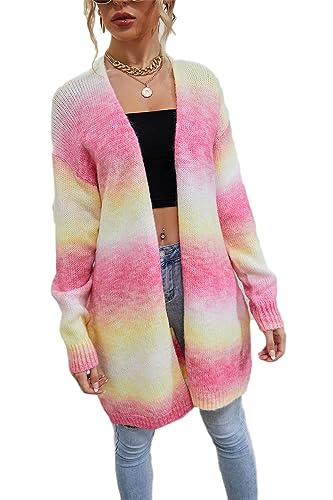 Godoboo Damen Strickjacke Lang Offene Strickjacke Maxi Cardigan Sweater High Stretchy Schulterjacke Leicht Cardigan Top Mode Casual Elegante von Godoboo