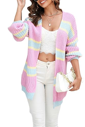 Godoboo Damen Strickjacke Lang Offene Strickjacke Maxi Cardigan Sweater High Stretchy Schulterjacke Leicht Cardigan Top Mode Casual Elegante von Godoboo