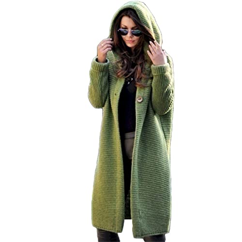 Godoboo Damen Strickjacke Pullover Elegante Damen Strickmantel Lange Cardigan Coat Einfarbig mit Kapuzen Lose Warm Herbst Winter von Godoboo