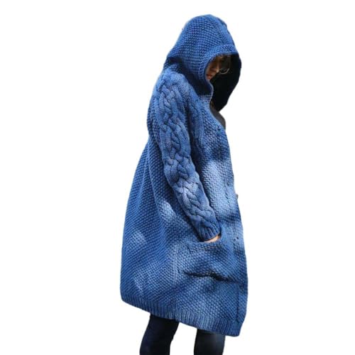 Godoboo Damen Strickjacke Pullover Elegante Damen Strickmantel Lange Cardigan Coat Einfarbig mit Kapuzen Lose Warm Herbst Winter von Godoboo