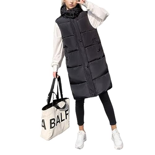 Godoboo Damen Weste Lang Steppweste Übergangsweste Winter Daunenweste Bodywarmer Ärmellos Winterjacke Longweste Winterweste Leichte Outdoorweste Mit Tasche von Godoboo