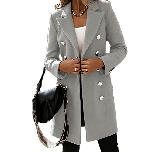 Godoboo Damen Winter Blazer Mantel Lang Wollmantel Warme üBergangsjacke Einfarbig Blazer Jacke Herbst Winter Jacke Outwear Mantel von Godoboo