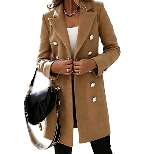 Godoboo Damen Winter Blazer Mantel Lang Wollmantel Warme üBergangsjacke Einfarbig Blazer Jacke Herbst Winter Jacke Outwear Mantel von Godoboo