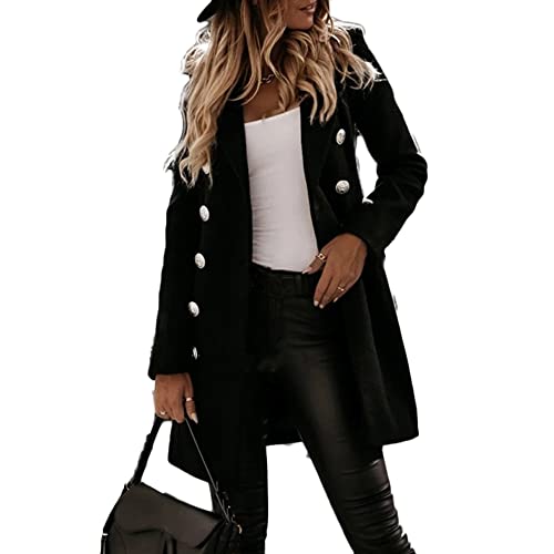 Godoboo Damen Winter Blazer Mantel Lang Wollmantel Warme üBergangsjacke Einfarbig Blazer Jacke Herbst Winter Jacke Outwear Mantel von Godoboo