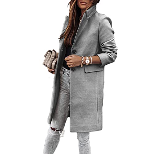 Godoboo Damen Winter Blazer Mantel Lang Wollmantel Warme üBergangsjacke Einfarbig Blazer Jacke Herbst Winter Jacke Outwear Mantel von Godoboo