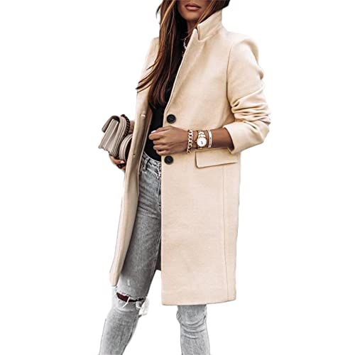 Godoboo Damen Winter Blazer Mantel Lang Wollmantel Warme üBergangsjacke Einfarbig Blazer Jacke Herbst Winter Jacke Outwear Mantel von Godoboo