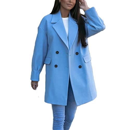 Godoboo Damen Winter Blazer Mantel Lang Wollmantel Warme üBergangsjacke Einfarbig Blazer Jacke Herbst Winter Jacke Outwear Mantel von Godoboo