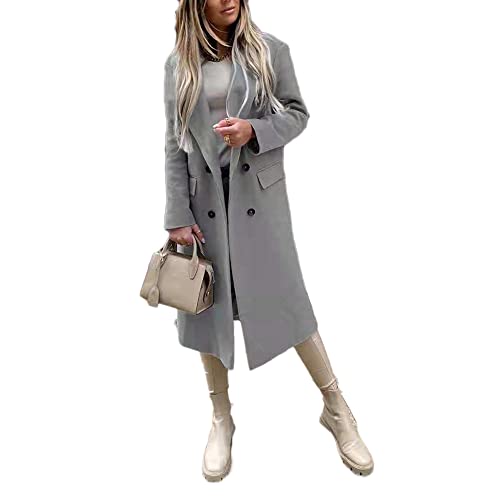 Godoboo Damen Winter Blazer Mantel Lang Wollmantel Warme üBergangsjacke Einfarbig Blazer Jacke Herbst Winter Jacke Outwear Mantel von Godoboo