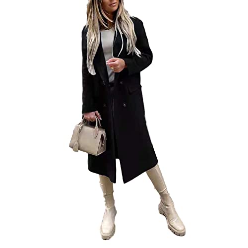 Godoboo Damen Winter Blazer Mantel Lang Wollmantel Warme üBergangsjacke Einfarbig Blazer Jacke Herbst Winter Jacke Outwear Mantel von Godoboo
