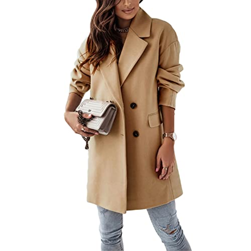 Godoboo Damen Winter Blazer Mantel Lang Wollmantel Warme üBergangsjacke Einfarbig Blazer Jacke Herbst Winter Jacke Outwear Mantel von Godoboo