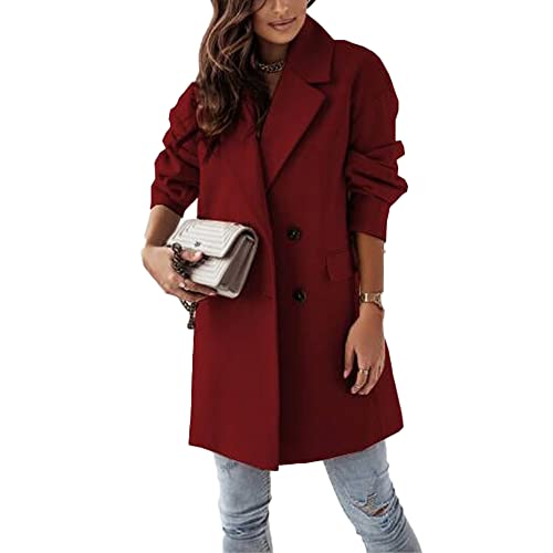 Godoboo Damen Winter Blazer Mantel Lang Wollmantel Warme üBergangsjacke Einfarbig Blazer Jacke Herbst Winter Jacke Outwear Mantel von Godoboo