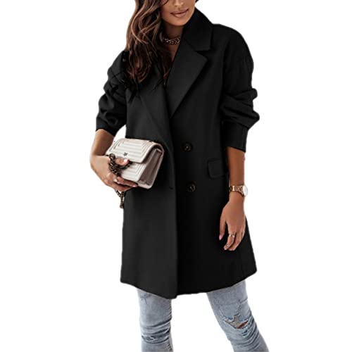 Godoboo Damen Winter Blazer Mantel Lang Wollmantel Warme üBergangsjacke Einfarbig Blazer Jacke Herbst Winter Jacke Outwear Mantel von Godoboo