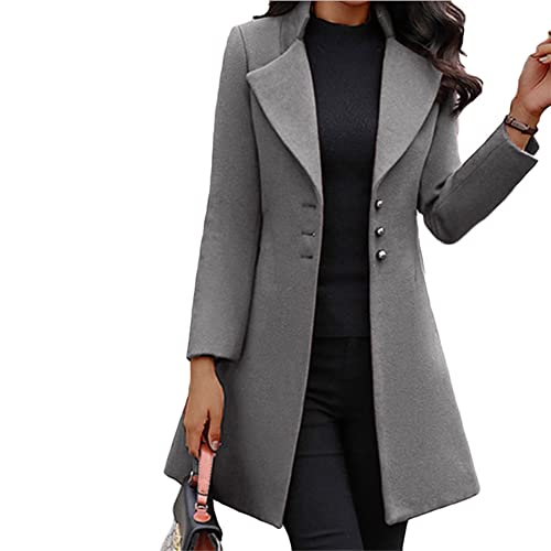 Godoboo Damen Winter Blazer Mantel Lang Wollmantel Warme üBergangsjacke Einfarbig Blazer Jacke Herbst Winter Jacke Outwear Mantel von Godoboo