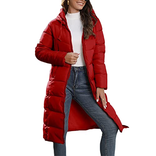 Godoboo Damen Winter Daunenjacke Lang Daunenmantel Steppmantel Warmer Daunenjacke mit Kapuze Casual Wintermantel Winter Jacken Outdoor Mantel von Godoboo