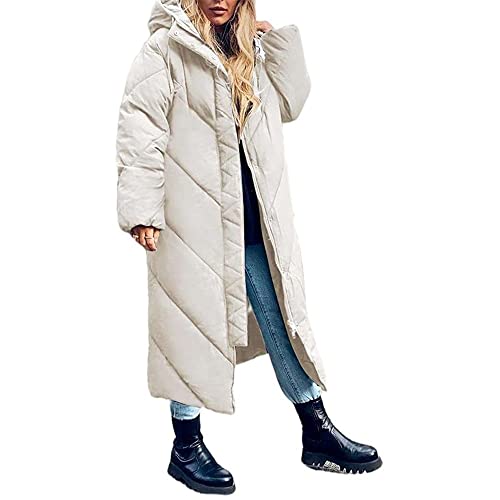 Godoboo Damen Winter Daunenjacke Lang Daunenmantel Steppmantel Warmer Daunenjacke mit Kapuze Casual Wintermantel Winter Jacken Outdoor Mantel von Godoboo