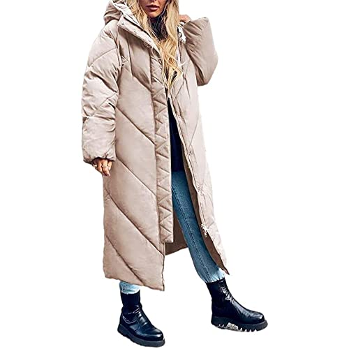 Godoboo Damen Winter Daunenjacke Lang Daunenmantel Steppmantel Warmer Daunenjacke mit Kapuze Casual Wintermantel Winter Jacken Outdoor Mantel von Godoboo