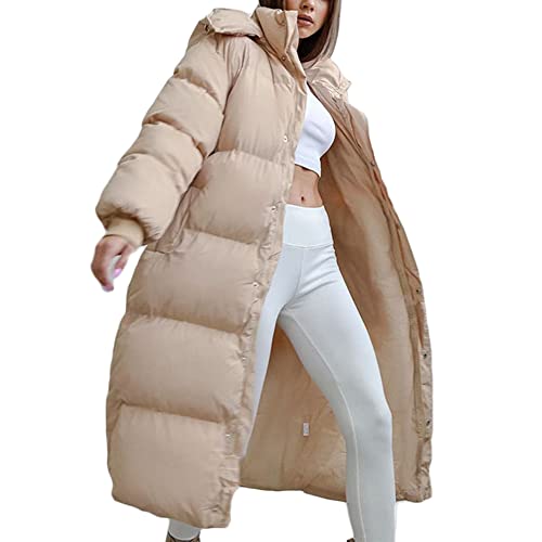 Godoboo Damen Winter Daunenjacke Lang Daunenmantel Steppmantel Warmer Daunenjacke mit Kapuze Casual Wintermantel Winter Jacken Outdoor Mantel von Godoboo