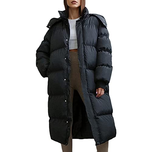 Godoboo Damen Winter Daunenjacke Lang Daunenmantel Steppmantel Warmer Daunenjacke mit Kapuze Casual Wintermantel Winter Jacken Outdoor Mantel von Godoboo