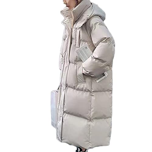 Godoboo Damen Winter Daunenjacke Lang Daunenmantel Steppmantel Warmer Daunenjacke mit Kapuze Casual Wintermantel Winter Jacken Outdoor Mantel von Godoboo