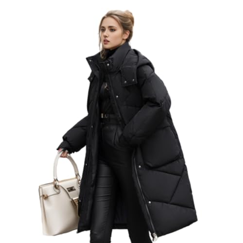 Godoboo Damen Winterjacke Lange Wintermantel Mit Kapuze Damen Winter Daunenjacke Elegant Casual Outdoorjacke Steppjacke Steppmantel Warm Winddicht Jacke von Godoboo