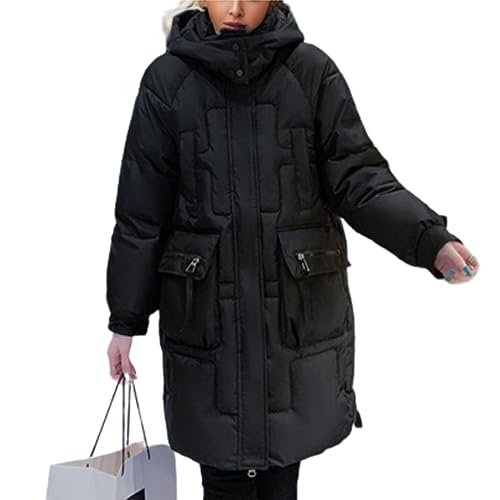 Godoboo Damen Wintermantel Parka Mantel Damen Wintermantel Steppmantel Oversized Damen Mantel Warmer Winter Steppmantel Lang Übergangsjacke Winterjacke von Godoboo