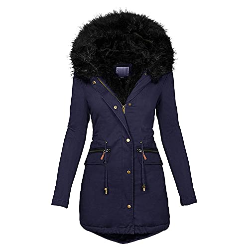 Godoboo Damen Wintermantel Warme Damen Winter Jacke Lange Mäntel Daunenjacke für Damen Jacke Mantel Winter Outdoorjacke mit Kunstpelz-Kapuze von Godoboo