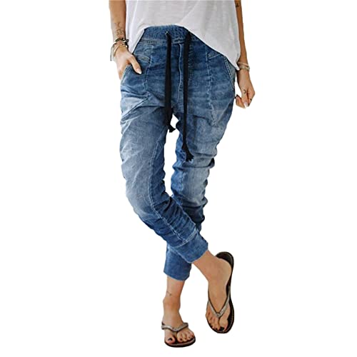 Godoboo Damen Zerissene Jeans Vintage Streetwear Straight Jeans Aged-Waschung Jeanshose High Waist Jeanshose Freizeit Schlanke Skinny Jeans Y2K Vintage Jeanshose Denim Bleistifthose von Godoboo