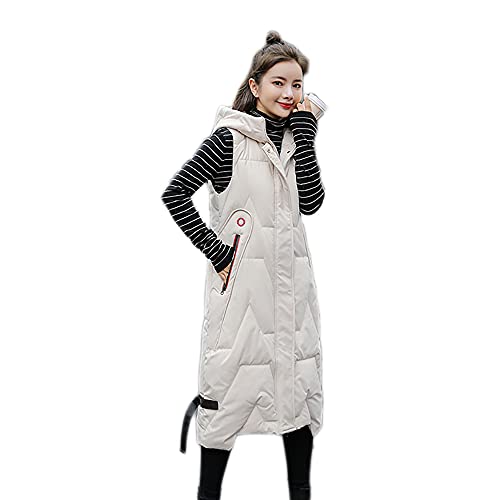 godoboo Daunenweste Damen Warm Westen Winter Daunenweste Frauen Lang Ultraleicht Ente Daunen Ärmellos Beige Einfarbig Warme Weste Jacke Gilet Für Damen Mädchen Winter Outdoor von Godoboo