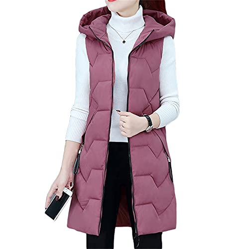 Godoboo Daunenweste Damen Warm Westen Winter Daunenweste Frauen Lang Ultraleicht Ente Daunen Ärmellos Beige Einfarbig Warme Weste Jacke Gilet Für Damen Mädchen Winter Outdoor von Godoboo