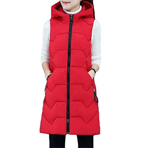 Godoboo Daunenweste Damen Warm Westen Winter Daunenweste Frauen Lang Ultraleicht Ente Daunen Ärmellos Beige Einfarbig Warme Weste Jacke Gilet Für Damen Mädchen Winter Outdoor von Godoboo
